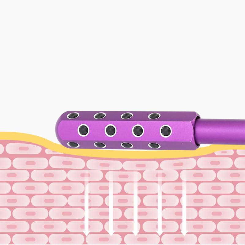 Uplift Facial Massaging Beauty Roller - 24-Stone Germanium Face Roller, Portable 7.6" Purple Facial Roller for Massage & Skincare – Face Rollers for Eye, Neck & Body