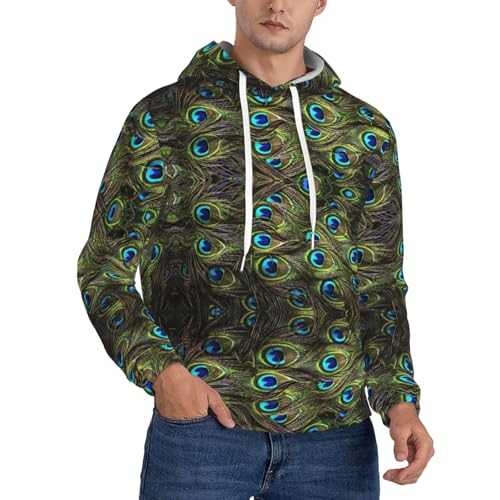 Sweat à capuche homme chaud contre le froid à motif paon moderne