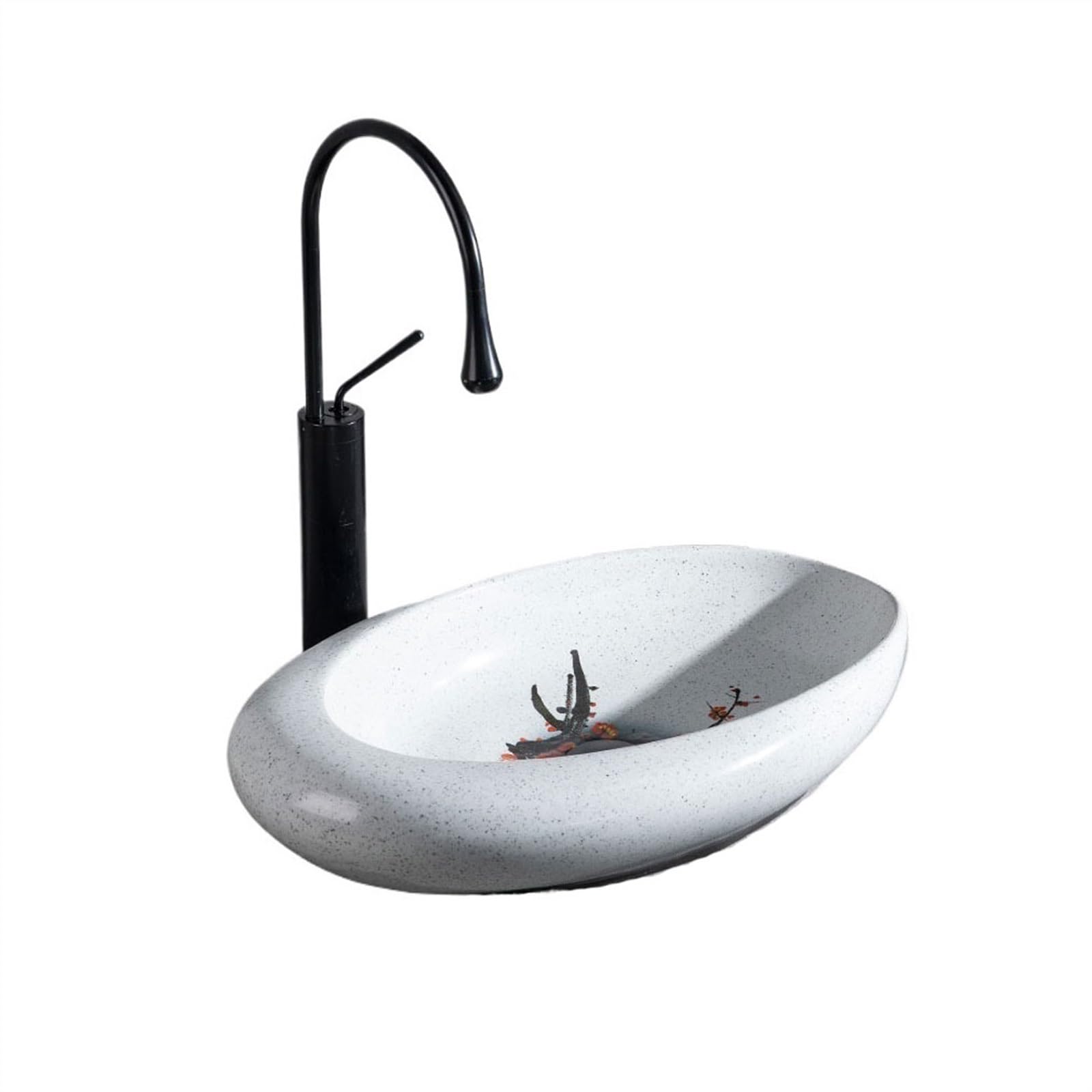 WOTZOV Bathroom Vessel Sink Bowl Basin Oval Indoor Art Hand-Painted Countertop Basin Washbasin Household Ceramic Outdoor Washbasin Balcony Washbasin Lavatory Above Counter Vanity Sin