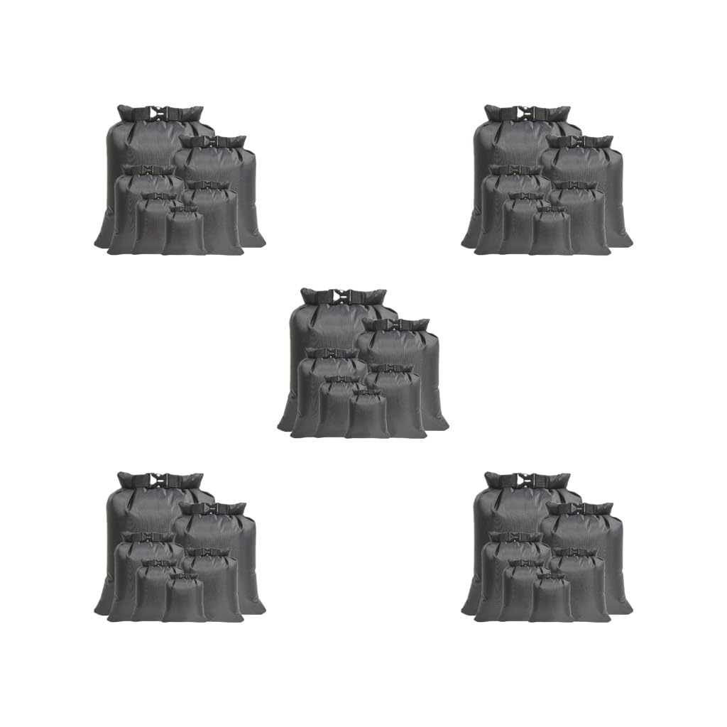 6 x wasserdichte Trockensäcke Set Leichte Trockensäcke Trockensäcke Trockensäcke Trockens, 5er-Set (schwarz), 1.5L 2.5L 3L 3.5L 5L 8L