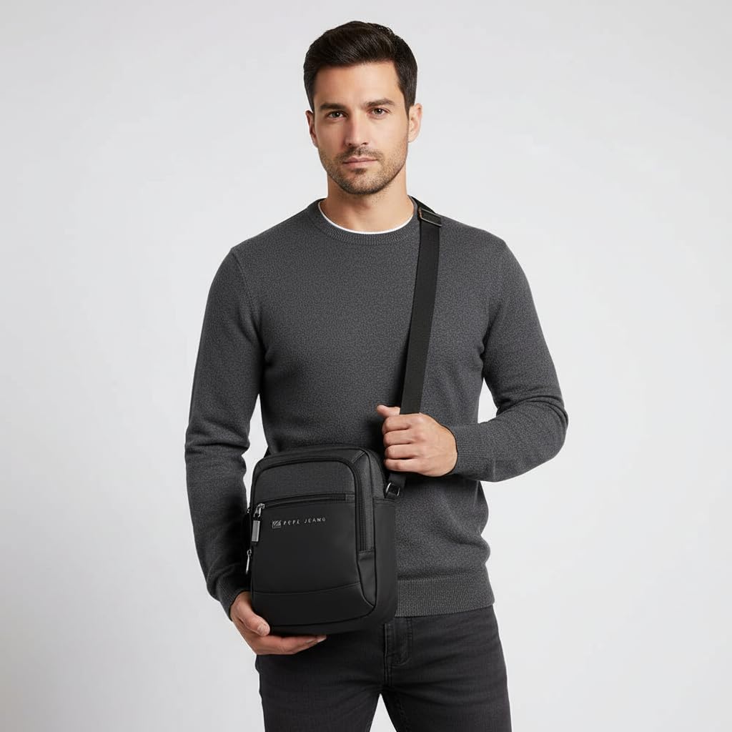 Pepe Jeans Jarvis Sac à Main Noir 25 x 16 x 1 cm Polyester