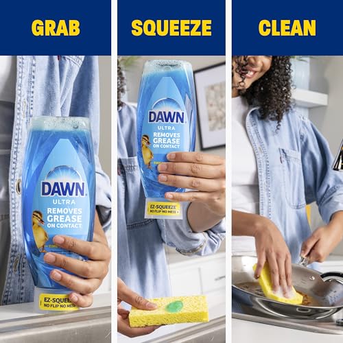 Dawn Ultra EZ Squeeze Dish Soap, Dishwashing Liquid, Tough Grease Removal, Apple Blossom, 22oz (Pack of 3) - image 6