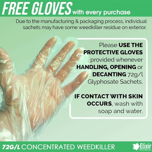 Elixir Gardens 6 x 100ml Sachets Concentrate Glyphosate Weed Killer | Treats 66 sq.m per Sachet | Home & Garden Herbicide/Weedkiller | Supplied in Box