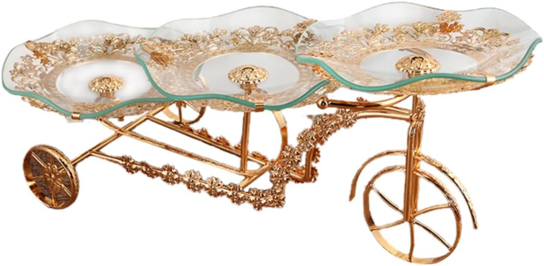 OUNONA European Style Tempered Glass Fruit Plate 3-Tier Dessert Storage Stand for Kitchen Counter Elegant Fruit Holder for Parties 1 Piece