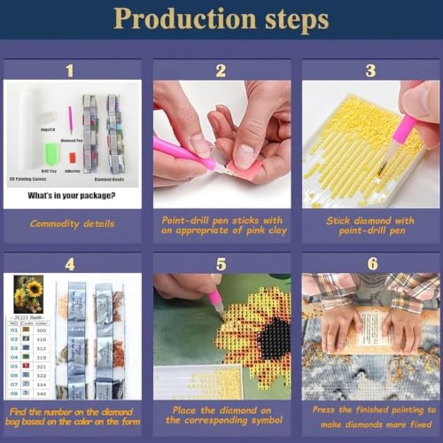 Image of HASTHIP Diamond Painting Kit Full Drill 5D Flower Diamond Art Canvas Resin Rhinestone Embroidery Craft for Adults Home Decor