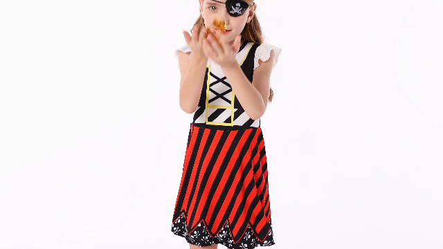 Girls Pirate Costume – Buccaneer Dress Up Outfit For Halloween & Parties – Ages 3‑12 – Flutter Sleeves & Ankle Length - View #11