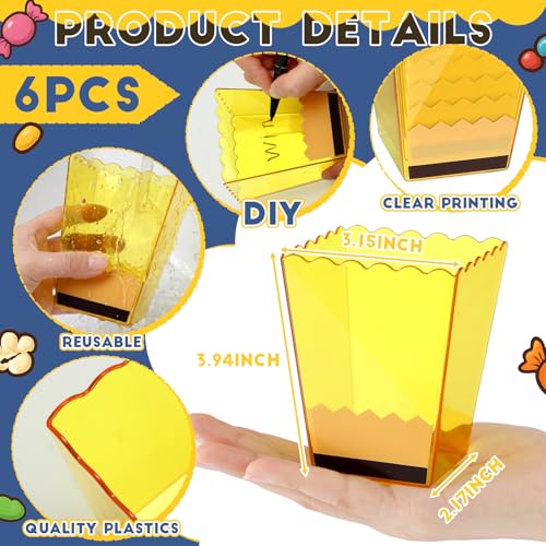 Image of Mimorou 6 Pcs Back to School Teacher Gift Box Container Notebook Pencil Composition Book Crayon Popcorn Candy Jar Containers Holders for First Day of School Party (Pencil Style)