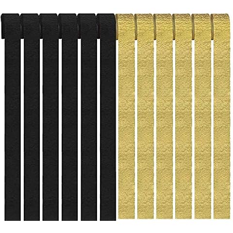 GAKA Gold and Black Crepe Paper Streamers 12 Rolls 2 Color Black Gold Party Streamer Decorations for Various Birthday Party Wedding Festival Party Decorations Cover
