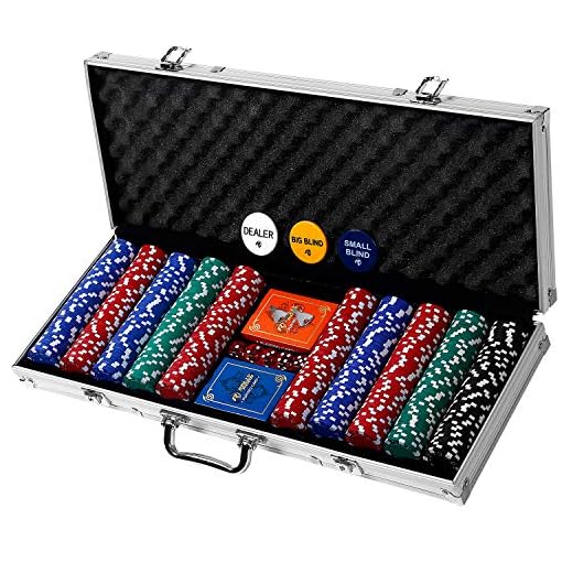 Professional 500 Chips (11.5g) Poker Set with Case by Rally & Roar - Complete Poker Playing Game Sets with Casino Style Chips, Cards, Dice, Aluminum Color Case & Keys