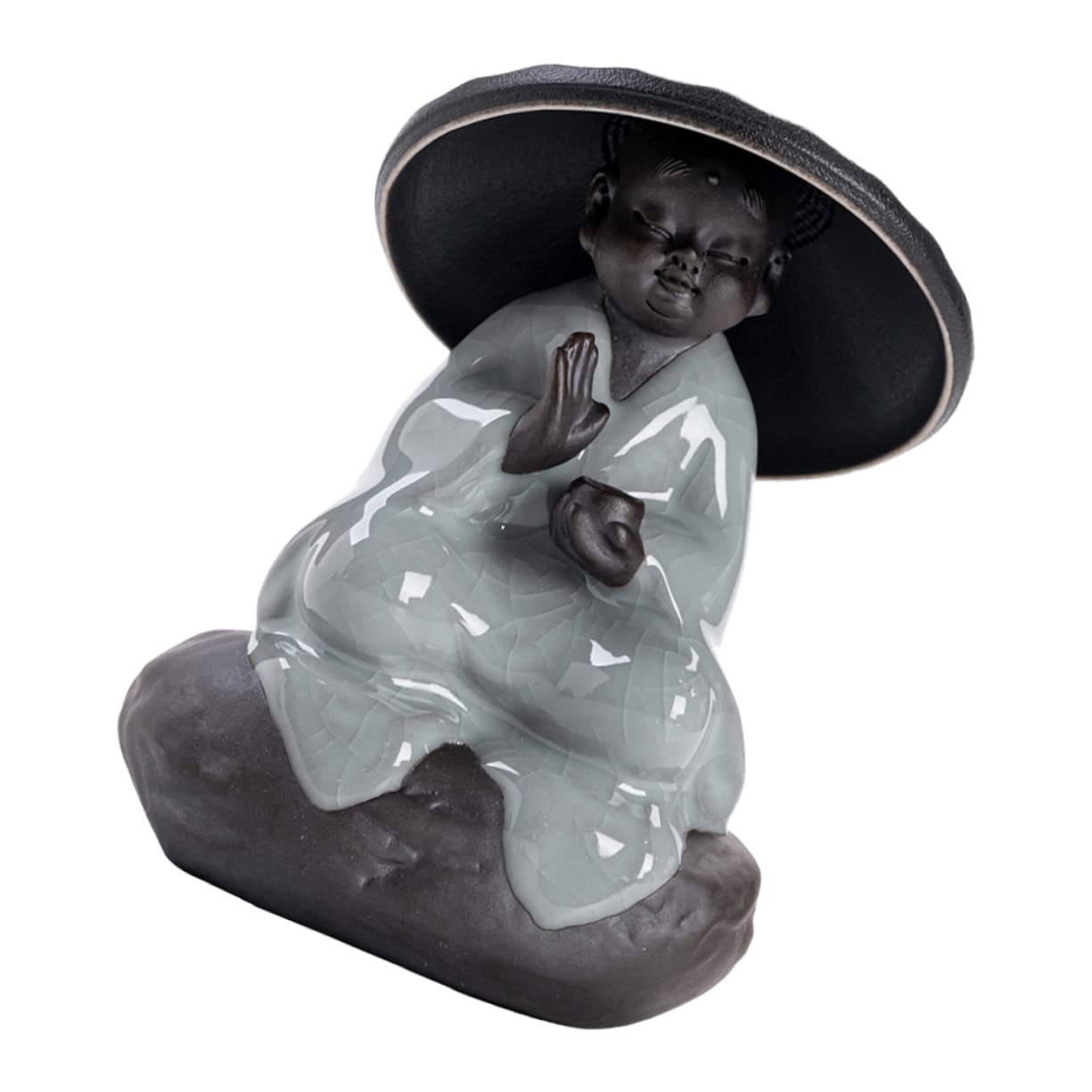 Cabilock Filtro per Tè Multifunzionale e Staccabile Sculture Buddha in Ceramica Nero Set 1 per Decorazioni Casa e Cerimonia del Tè