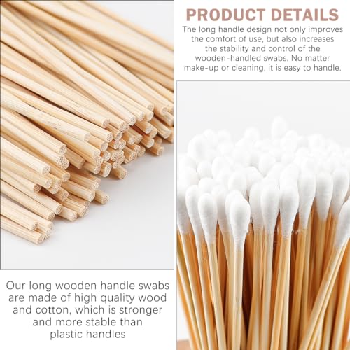 LNQ LUNIQI Cotton Buds Wooden Cotton Pack of 100 Dog Cotton Buds Applicator Dog Cotton Buds Ear Cleaner Long Wooden Handles Cotton Buds for Pets Dogs Cats 15 cm - Image 3