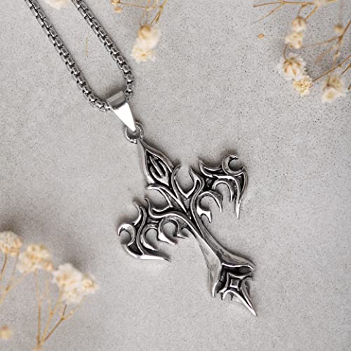 Sacina Gothic Cross Necklace, Goth Emo Punk Grunge Necklace, Costume Jewelry, Halloween Christmas Goth Jewelry Gift for Women4