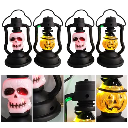 SEWOART Halloween Night Lamp 4 Pack Led Pumpkin Skull Hand Lanterns Decorative Lamps for Parties Decor