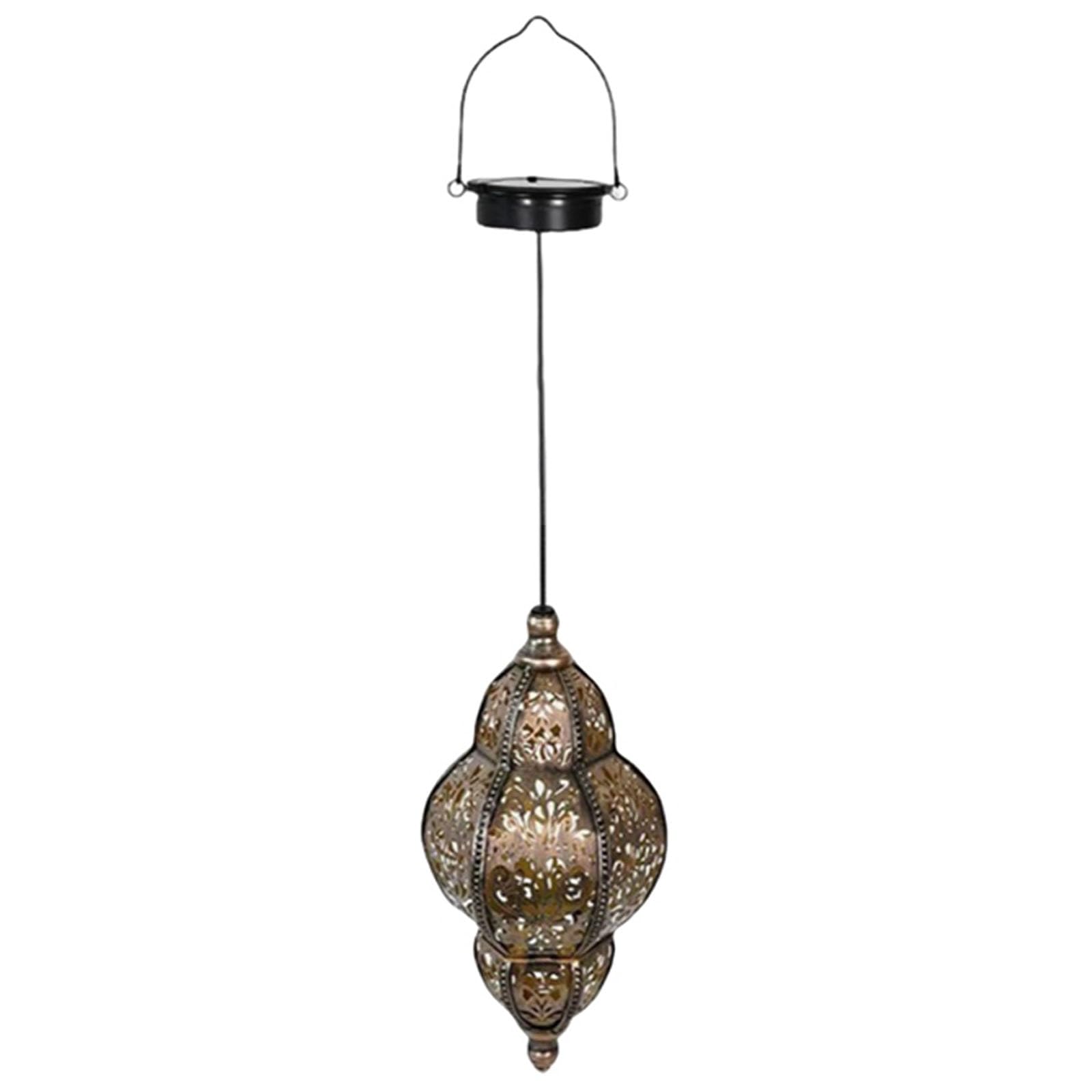 Moroccan Solar Lights Outdoor Garden – Waterproof Decorative Hanging Lanterns with Warm LED – Solar Powered Metal Lamps for Patio Yard Pathway Fence Decor