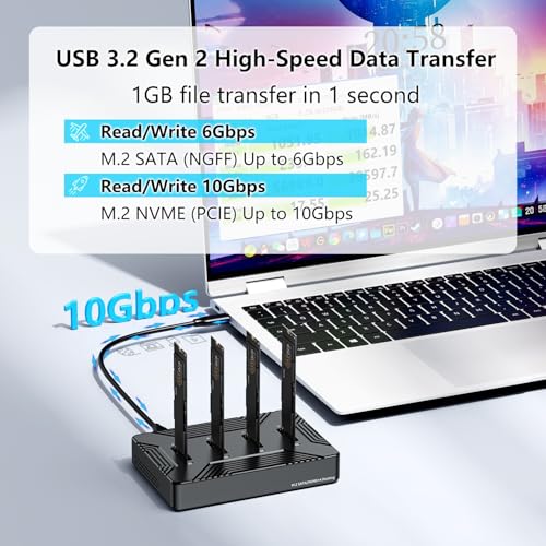 Base externa para 4 SSD M.2 NVME SATA USB 3.2 Gen 2 10Gbps miniatura 3