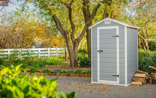 Keter Manor Outdoor Garden Storage Shed, Grey, 4 x 3 ft