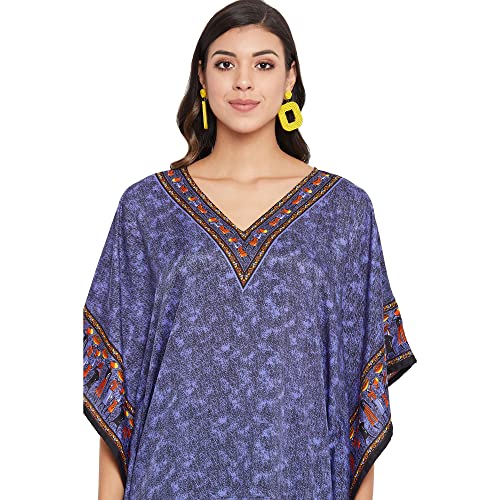 Image of Oussum Women Plus Size Kaftan Kimono Loose Maxi summer dresses for women Beach 3 /4 Sleeve Casual lounge dress Boho