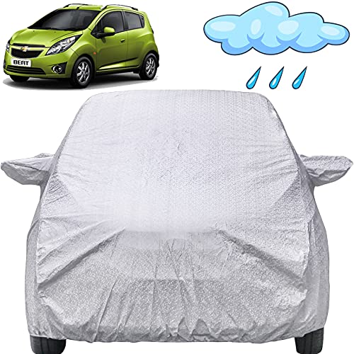 Image of Autofact Waterproof Car Body Cover Compatible with Chevrolet Beat (2008 to 2017) with Mirror Pockets (Shinning Silver)