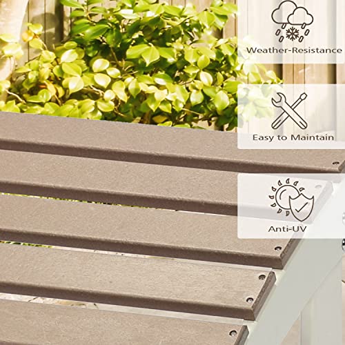 Aoodor Outdoor Adirondack Ottoman, Hdpe Weather Resistant Patio Footrest - Brown And White #TOP2