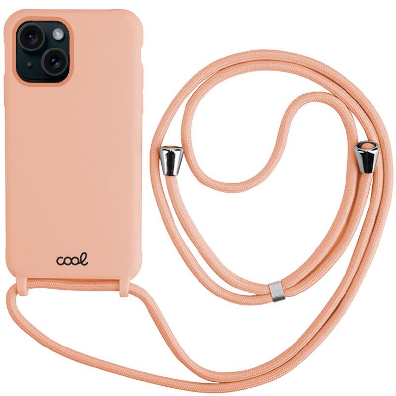Cool Case for iPhone 15 Pink Smooth Lanyard