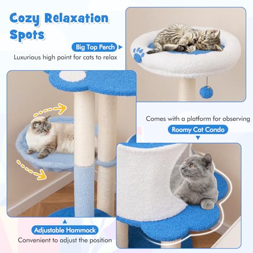 PETSITE Torre para Gatos 54 in Multi Nivel Azul miniatura 6