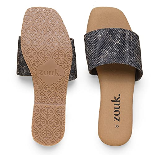Image of ZOUK womens Hooghly Marine Casual Flats Black Sandal