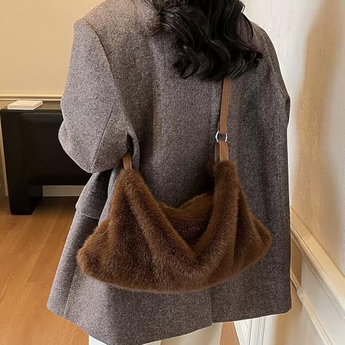 Cartera de piel sintética para mujer, bolso tipo tote mullido y acolchado, para invierno, con asa de hombro y bandolera miniatura 5
