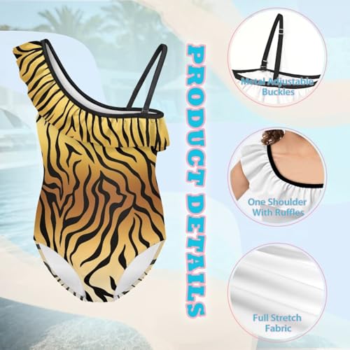Forchrinse Girls One Piece Swimsuit One Shoulder Ruffle Swimwear Quick Dry Bathing Suits for Swimming Beach3