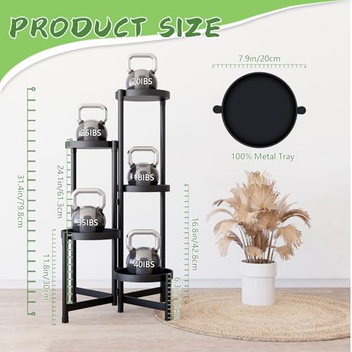 5-Tier Metal Plant Stand Indoor Outdoor - Corner Tall Plant Shelf for Multiple Plants, Foldable Heavy Duty Plant Holder - Decoration flower Stand for House Living Room Balcony Garden Patio - Black image 5