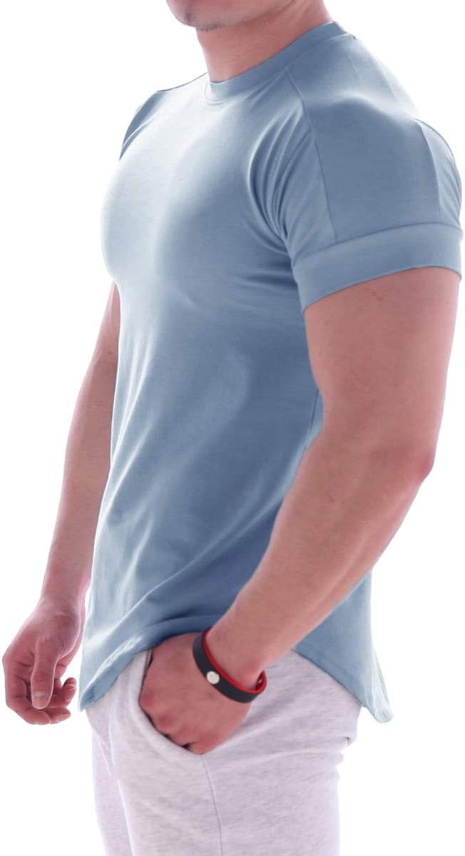 Mens Muscle Cotton Lightweight Workout Short Sleeve T-Shirts Gym Sweat Tee T24 - Image 2