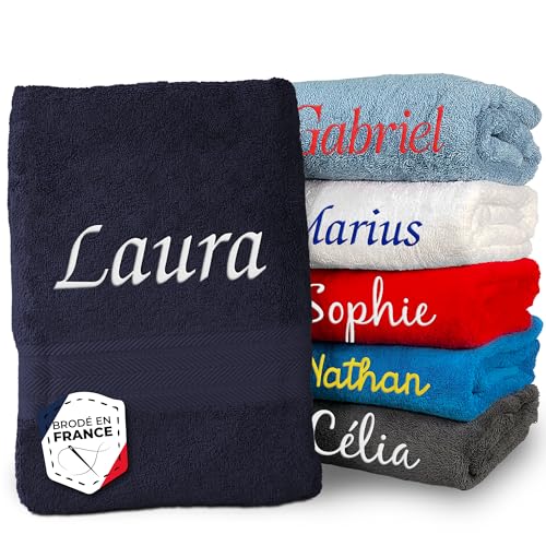 KDO MAGIC - Serviette personnalisée - Luxe Haut de Gamme 550gr/m² - Plusieurs Couleurs - Prénom brodé - Drap de Bain éponge Personnalisable - Idée Cadeau...