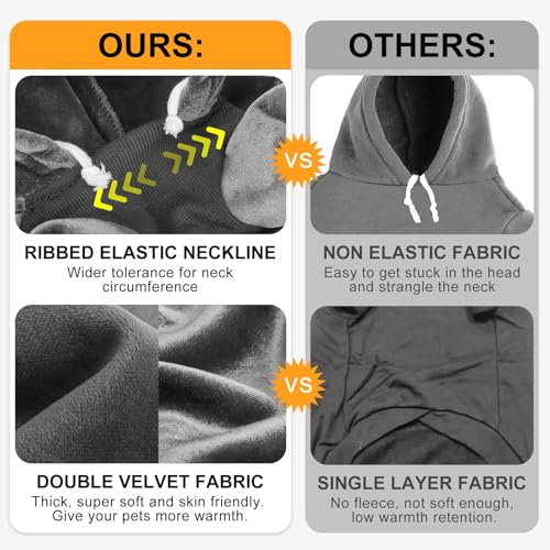 Image of BEAUTYZOO Dog Hoodie Sweaters for Small Medium Dogs- Warm Fall Winter Fleece Jacket for Cold Weather, Soft Velour Hooded Coat with Leash Hole & Pocket, Puppy Sweatshirt Clothes Bulldog Schnauzer,Grey