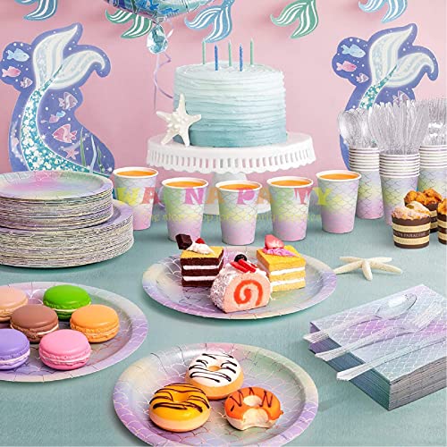 Image of Wanna Party Mermaid Theme Paper Napkins for Mermaid Party Supplies /Underwater Theme Party /Birthday Decorations for girls-16 pcs