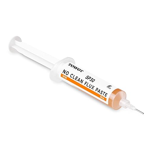 TOWOT No-Clean Soldering Flux Paste for Electronics, 30 ml, Pneumatic Dispenser with Plunger & Dispensing Tip - 30g