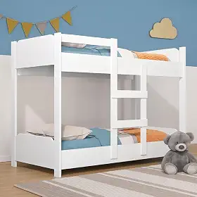 Beliche Infantil 100% MDF com Minicama na Parte Inferior Possui Escada de Acesso Grade de Proteção Reforçada e Design Compacto para Otimizar Espaços com Conforto (Branco)
