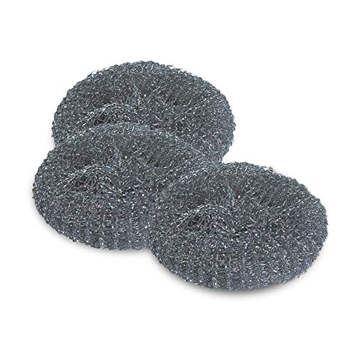 York Topfreiniger Edelstahlspirale Topfkratzer Stahlschwamm Edelstahl Scheuerspirale Metall Pfannenreiniger Küche Rostfrei Stahlwolle Putzschwamm Scheuerreiniger Reinigungsschwamm Silber 3 er Pack