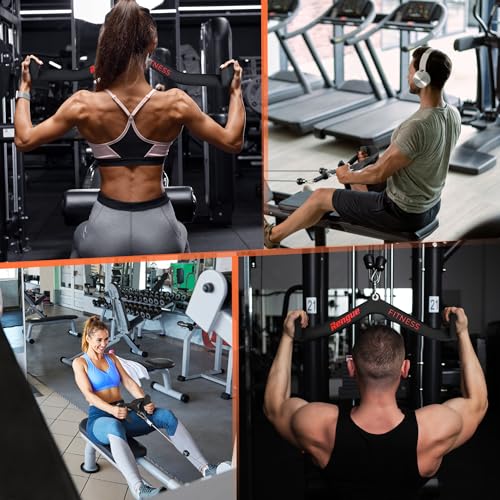 Rengue LAT Pull Down Bar T-Bar V-Bar Pulley Cable Machine LAT Pulldown Attachments Back Tricep Pull Down Attachment Strength Training Handle Grips LAT Pulldown Bar Press Down Exercises for Home Gym