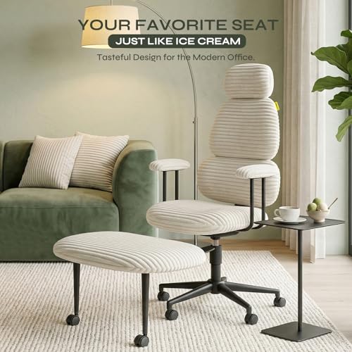 Image of Pinmoco ADHD Cross Legged Office Chair, 3-Zone Back Support, Wide Seat | Ultra-soft plush seat with armrests. Extra-wide for cross-legged & ADHD sitting. 3-zone support: neck, mid-back & lumbar.