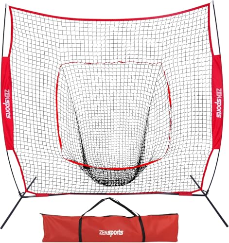 ZENY 7'×7' Baseball Softball Practice Net Hitting Batting Catching Pitching Training Net w/Carry...