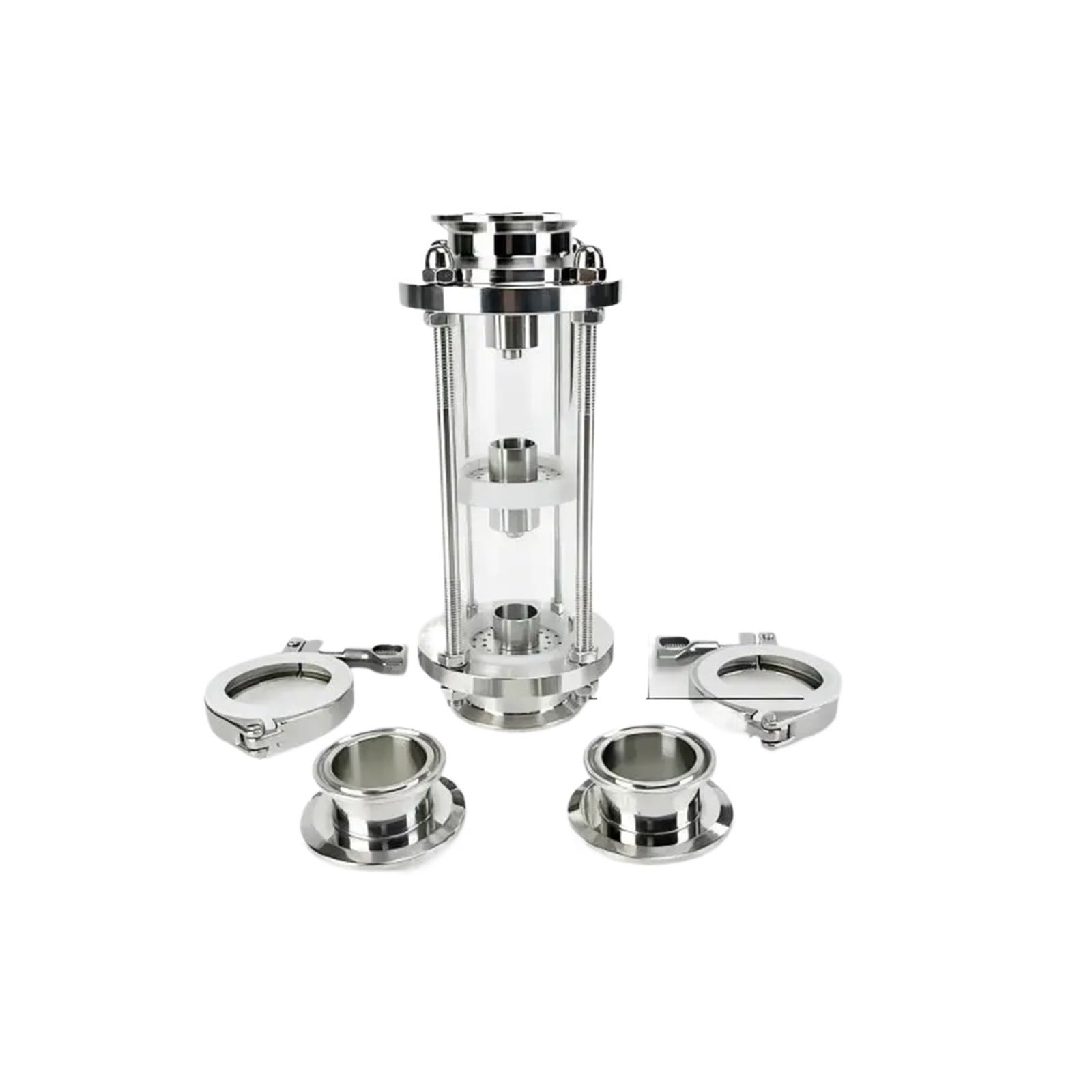 Colonna for Lenti di Distillazione Colonna di Lenti di distillazione da 2" a 3 Piani con Set di Piastre a Bolle in Acciaio Inossidabile 304, Unione con Vetro Spia Tri-Clamp(B1)