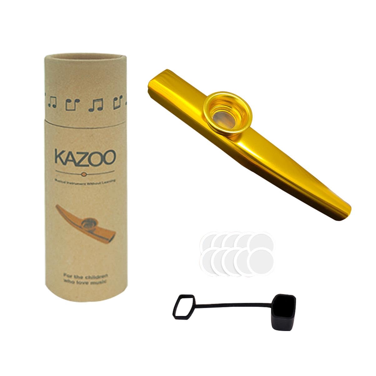 Aluminum Alloy Kazoo with 10 Kazoo Flute Diaphragms a Beautiful Box and Dust hood for Musical Instrument Ukulele