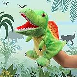 Cuteoy Plush Spinosaurus Hand Puppet Stuffed Animal Toy Open Movable Mouth Creative Role Play Storytelling Dinosaur Plushies Gifts for Kids Toddlers Birthday Christmas