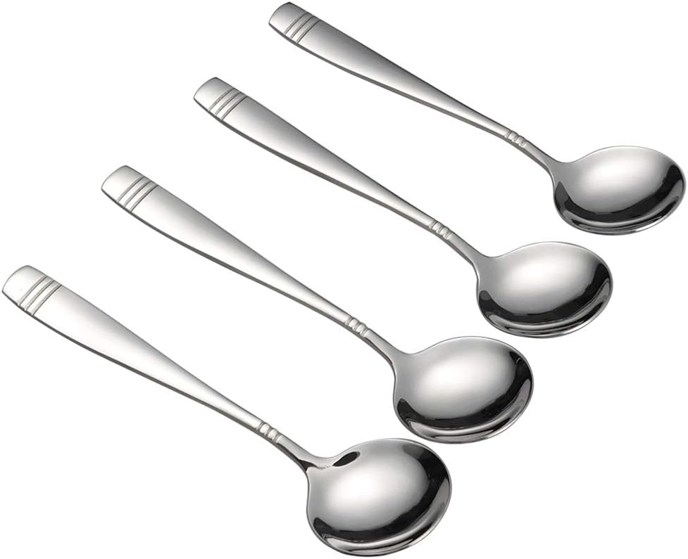 Obstnny 12 Piece Round Soup Spoon, Stainless Steel Bouillon
