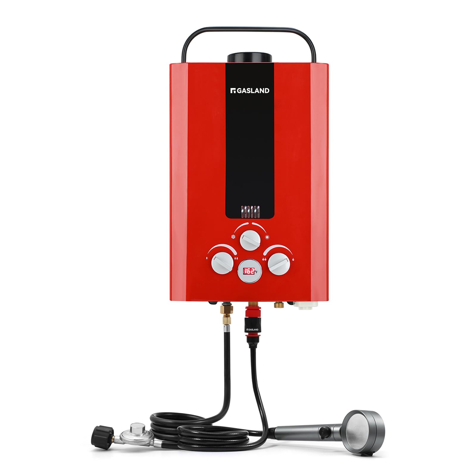 Tankless Water Heater, GASLAND Outdoors BE158R 1.58GPM 6L Portable Gas Water Heater, Instant Propane Water Heater, Overheating Protection, Easy to Install, for RV Cabin Barn Camping Boat, Red