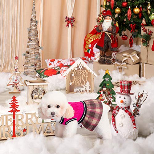 BINGPET Dog Sweater Dress - Plaid Pattern - Warm Pullover with Leash Hole V-Neck Knitwear Pet Sweater Cat Knitted Dress… - Image 8