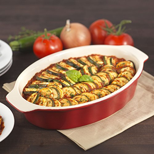 Goodcook OvenFresh Stoneware Ceramic Casserole Dish Cookware, 1.75 quart, Red