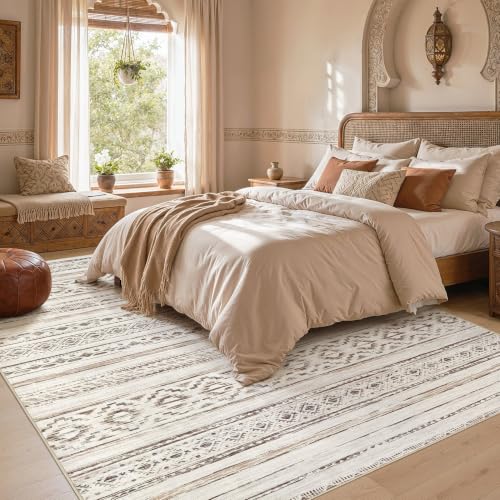 Image of cotiled Boho 5x8 Area Rugs for Living Room: Soft Moroccan Washable Rug