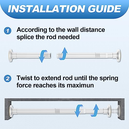 Image of CorkLatta White Shower Curtain Rod 31 to 68 Inch,1 Inch Diameter Adjustable Spring Tension Stainless Steel Telescoping Rod,Easy Install,No Rust