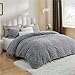 Bedsure Fluffy Duvet Cover Set - Faux Fur Duvet Cover King Size, Grey Warm Plush Bedding for Winter, 3-Piece Set with Zipper Closure (104