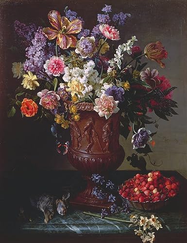 Image sur toile Fleurs dans une urne sculptée Desportes - Décoration murale 60x90